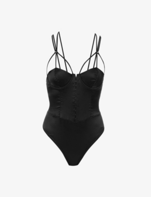 Shop Coco De Mer Women's Black Sylph Cut-out Underwired Stretch-silk Body