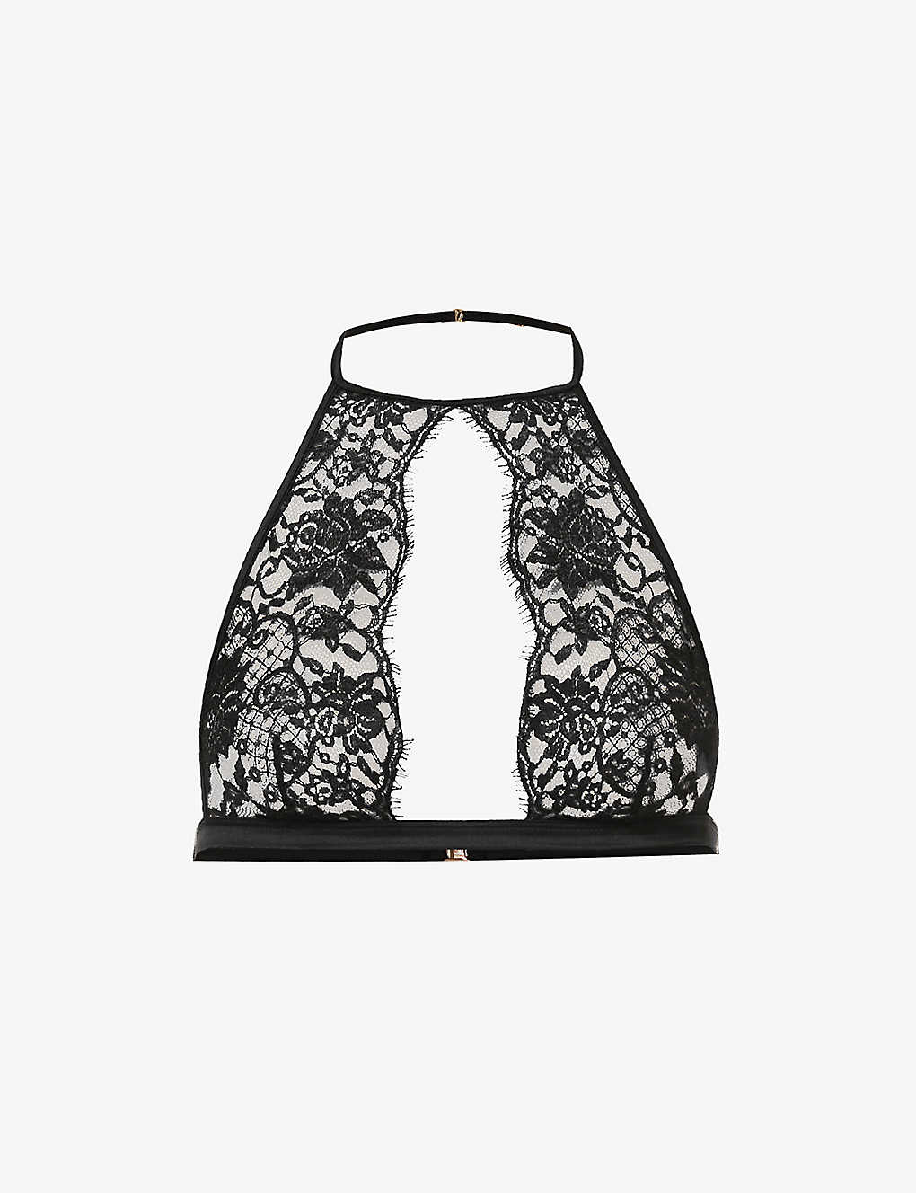 Shop Coco De Mer Hera Floral-embroidered Stretch-lace Soft-cup Bra In Black