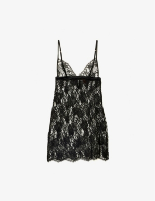 COCO DE MER: Hera floral-embroidered stretch-lace nightdress