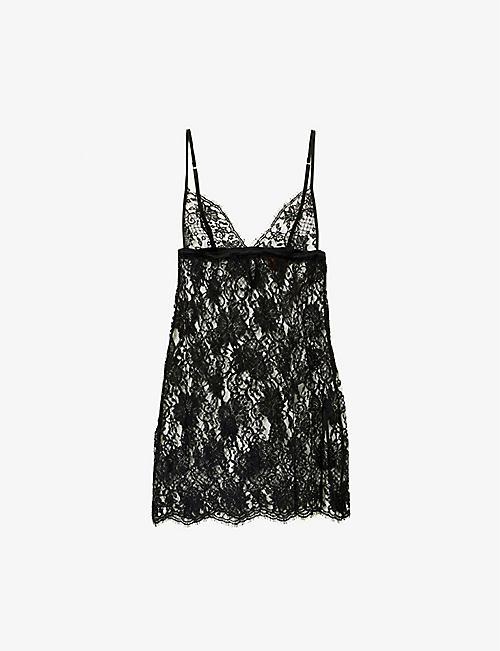 COCO DE MER: Hera floral-embroidered stretch-lace nightdress