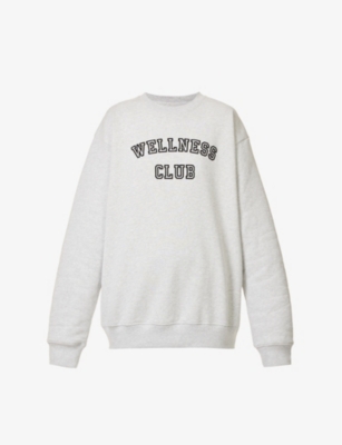 Sporty And Rich Sporty Rich Crew-neck Sweatshirt With Lettering Print In Heather Gray Black