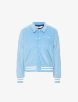Sporty And Rich Embroidered-logo Bomber Jacket In Baby Blue White