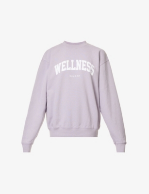 Sporty And Rich Wellness Ivy Printed Cotton-jersey Sweatshirt In Faded Lilac White