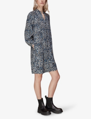 Shop Whistles Women's Eva Leopard-print Woven Mini Dress In Multi-coloured