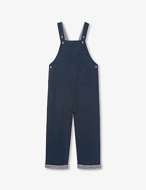 THE LITTLE WHITE COMPANY: Contrast-stripe cotton dungarees 18 months - 6 years