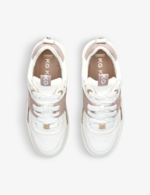 Shop Kg Kurt Geiger Lyra Logo-embellished Faux-leather Low-top Trainers In Pale Pink