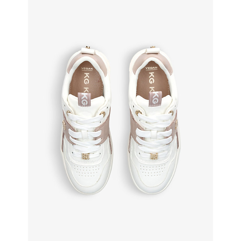 Shop Kg Kurt Geiger Lyra Logo-embellished Faux-leather Low-top Trainers In Pale Pink