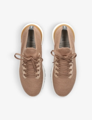 BRUNELLO CUCINELLI Brand-embossed knitted fabric trainers