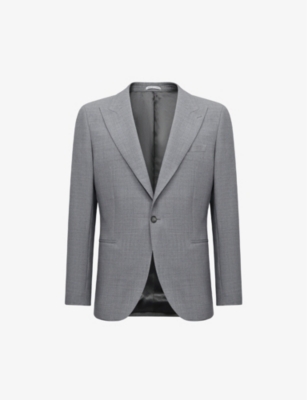 REISS REISS MEN'S SOFT GREY ARROW PEAK-LAPEL SINGLE-BREASTED WOVEN BLAZER,65013428