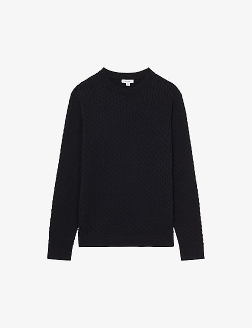 REISS: Arran crewneck cable knitted jumper