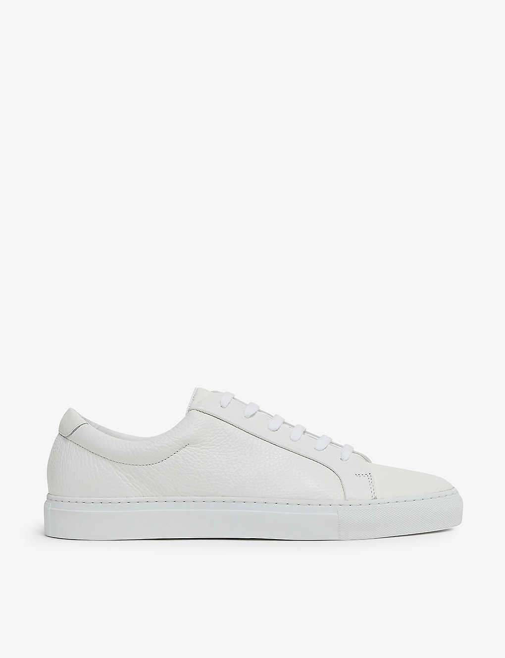 Reiss Mens White Luca Leather Low-top Trainers