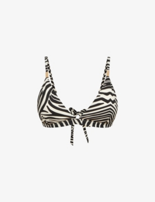 REISS: Melody zebra-print bikini top