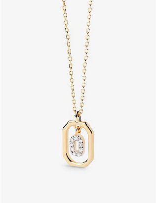 PD PAOLA: Letter O mini 18ct yellow-gold plated sterling-silver and zirconia pendant necklace