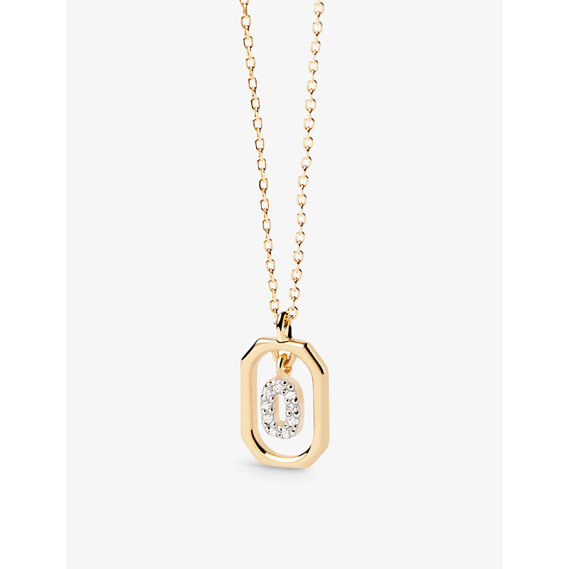 Pd Paola Womens Gold Letter O Mini 18ct Yellow-gold Plated Sterling-silver And Zirconia Pendant Neck