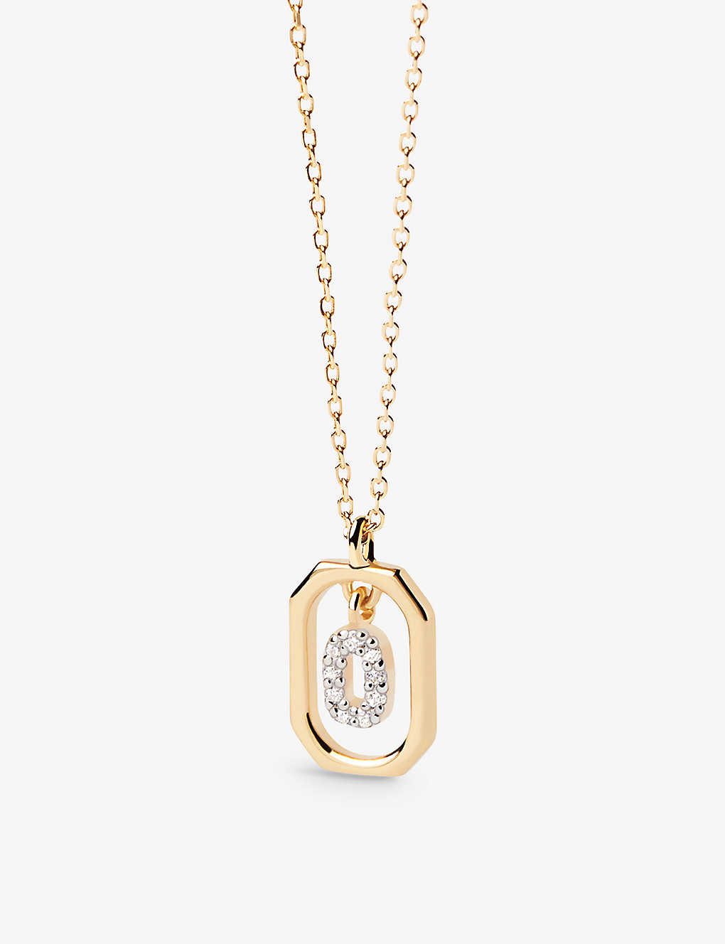 Pd Paola Womens Gold Letter O Mini 18ct Yellow-gold Plated Sterling-silver And Zirconia Pendant Neck
