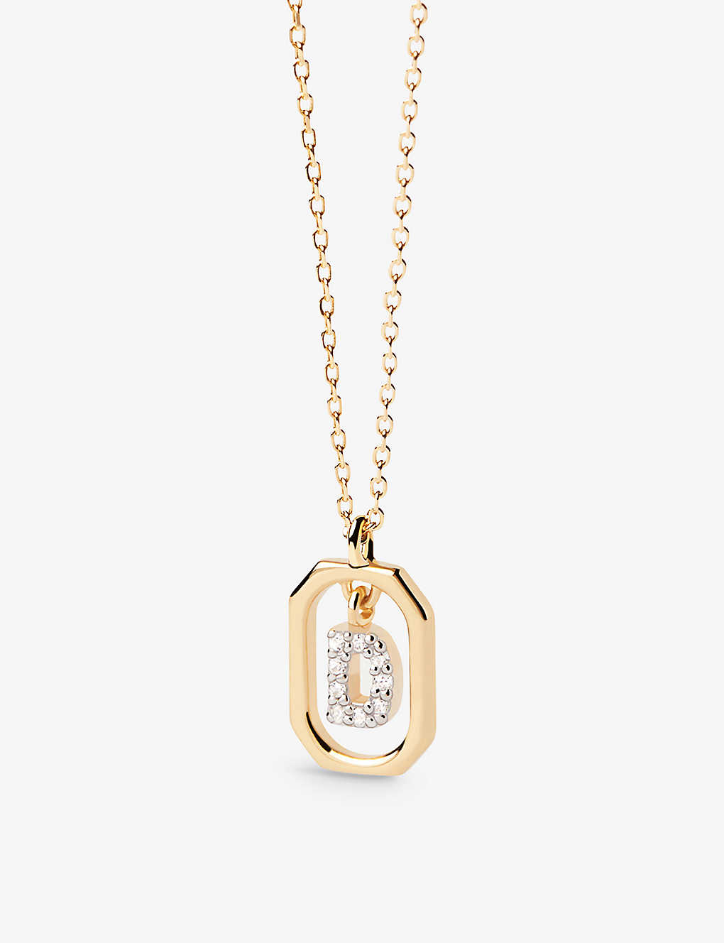 Pd Paola Womens Gold Letter D Mini 18ct Yellow-gold Plated Sterling-silver And Zirconia Pendant Neck