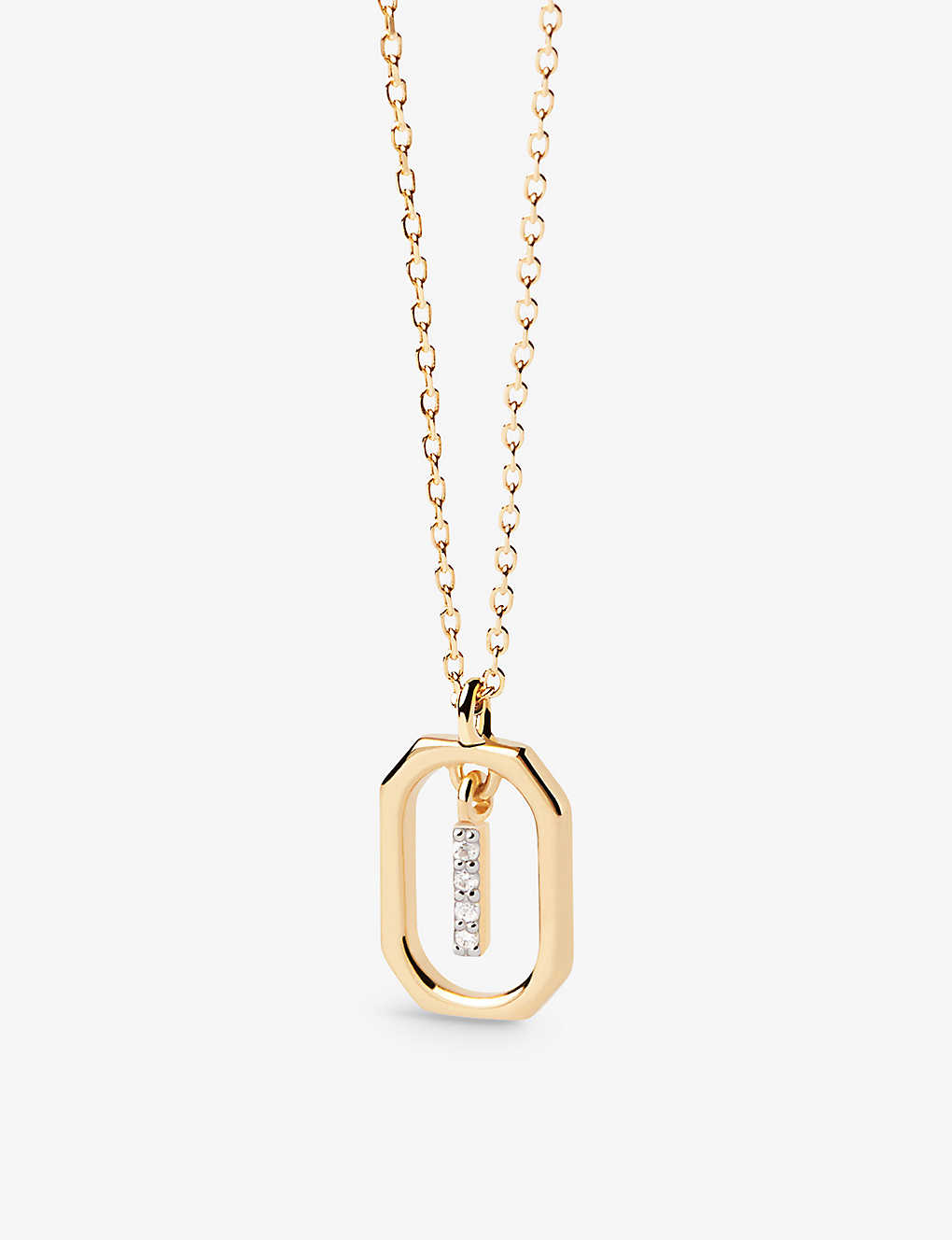 Pd Paola Womens Gold Letter I Mini 18ct Yellow-gold Plated Sterling-silver And Zirconia Pendant Neck