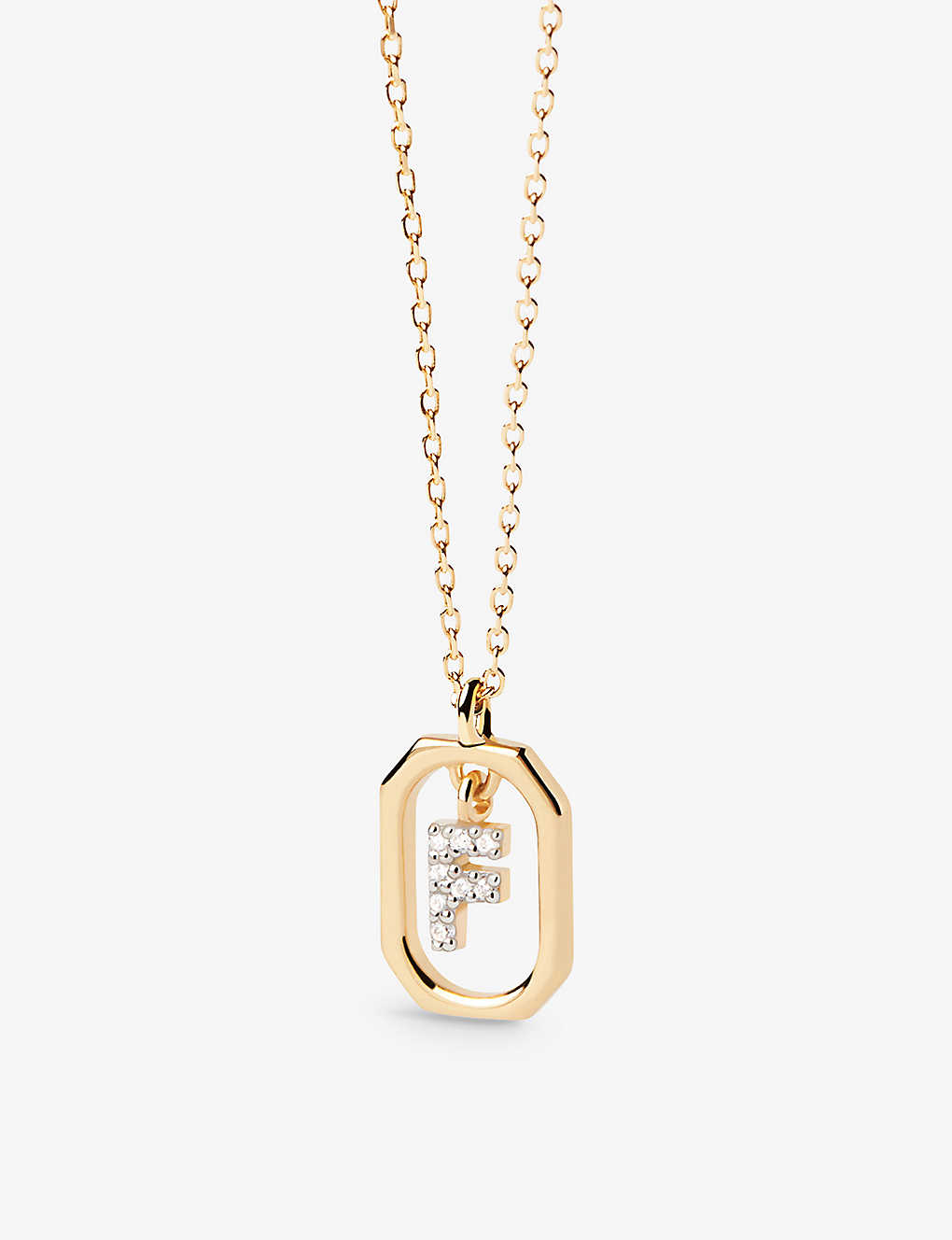 Pd Paola Womens Gold Letter F Mini 18ct Yellow-gold Plated Sterling-silver And Zirconia Pendant Neck