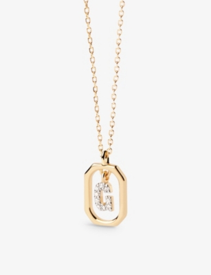 Pd Paola Womens Gold Letter G Mini 18ct Yellow-gold Plated Sterling-silver And Zirconia Pendant Neck