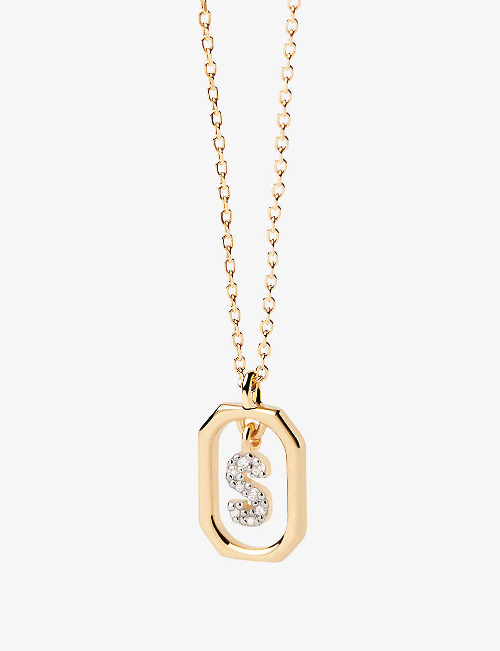 Pdpaola Womens Gold Letter S Mini 18ct Yellow Gold-plated Sterling-silver And Zirconia Pendant Neckl