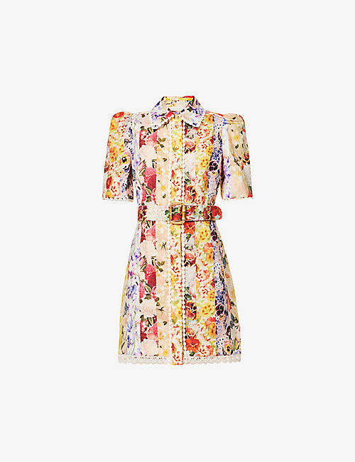ZIMMERMANN: Wonderland floral-print linen mini dress
