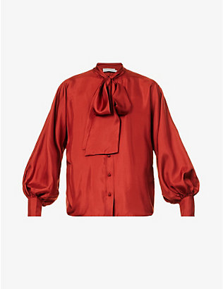 ZIMMERMANN: Wonderland puffed-sleeve relaxed-fit silk blouse