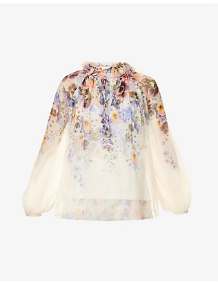 ZIMMERMANN: Tama floral-print silk top