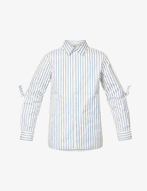 CRAIG GREEN: Striped structured-silhouette self-tie relaxed-fit shell shirt