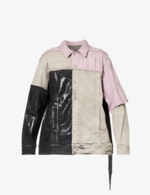 RICK OWENS DRKSHDW: Jumbo contrast-panel oversized-fit stretch-denim jacket