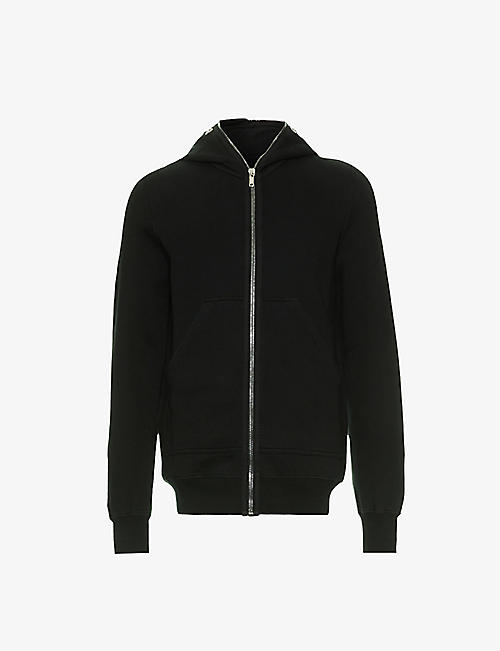 RICK OWENS DRKSHDW: Ribbed-trim zipped cotton-jersey hoody