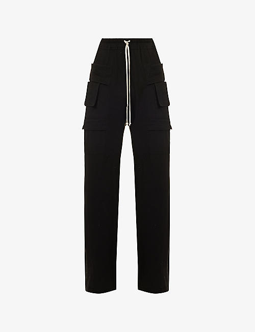 RICK OWENS DRKSHDW: Creatch panelled relaxed-fit organic-cotton trousers