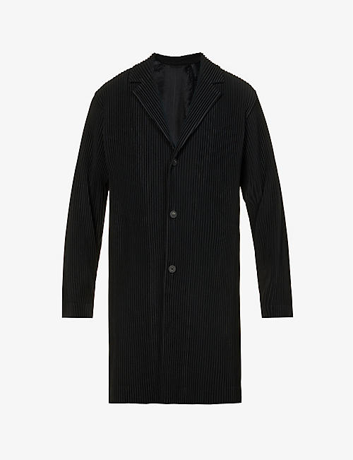 HOMME PLISSE ISSEY MIYAKE: Pleated single-breasted notched-lapel knitted jacket