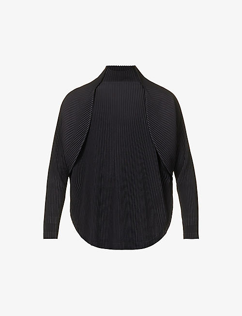 HOMME PLISSE ISSEY MIYAKE: Pleated high-neck woven top