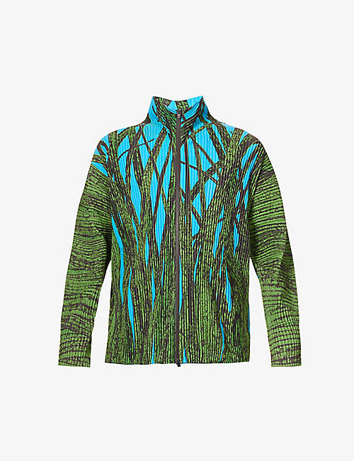 HOMME PLISSE ISSEY MIYAKE: Grass Field pleated woven cardigan