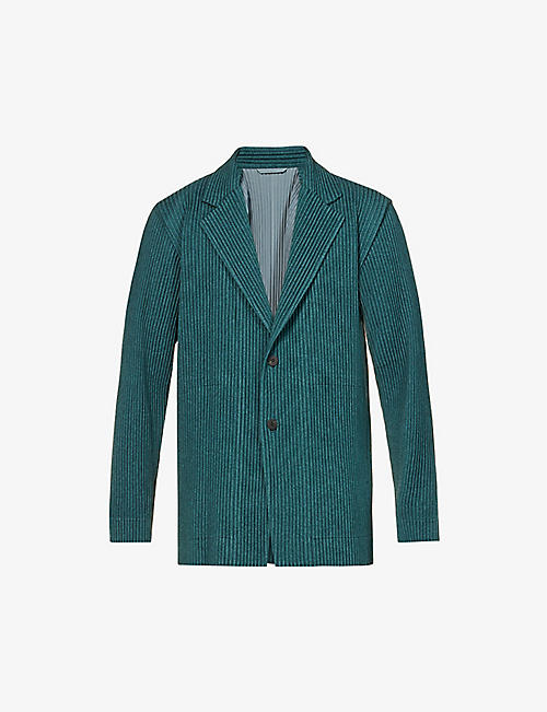 HOMME PLISSE ISSEY MIYAKE: Pleated single-breasted notched-lapel woven jacket