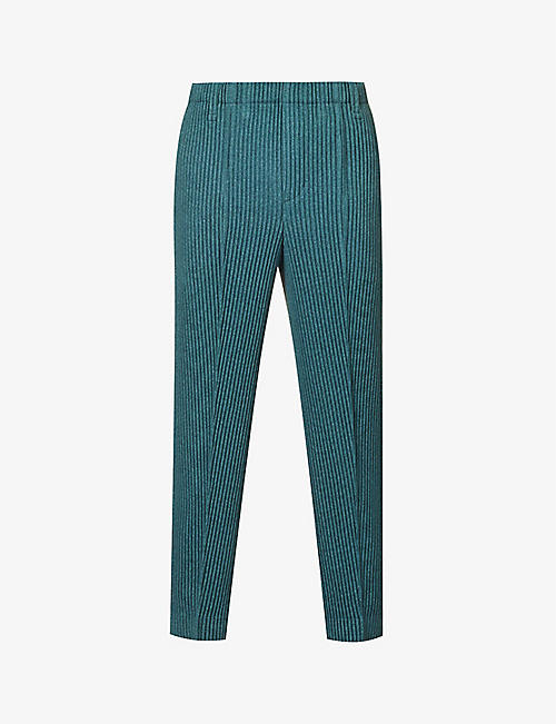 HOMME PLISSE ISSEY MIYAKE: Pleated elasticated-waist straight mid-rise woven trousers