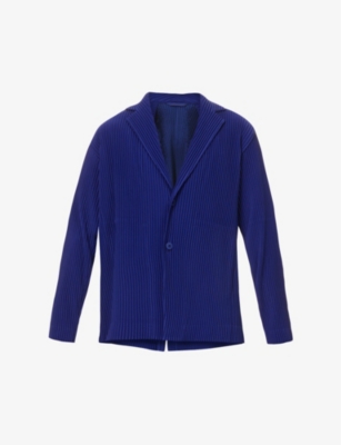ISSEY MIYAKE PLEATED SINGLE-BREASTED WOVEN JACKET,65041216