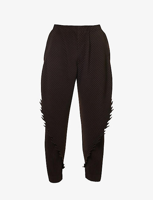 HOMME PLISSE ISSEY MIYAKE: Pleated tapered-leg relaxed-fit woven trousers