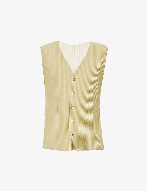 HOMME PLISSE ISSEY MIYAKE: Pleated sleeveless woven vest