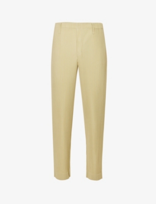 Issey Miyake Pistachio Green Polyester Wide-leg Pant In Beige Green