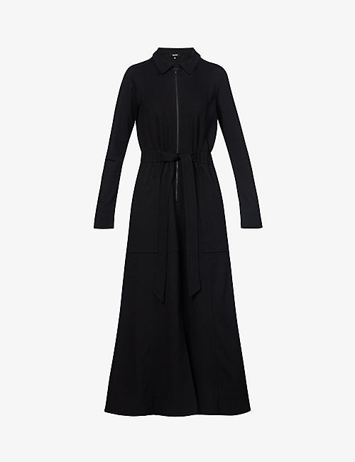 ME AND EM: Collared zip-up stretch-jersey maxi dress