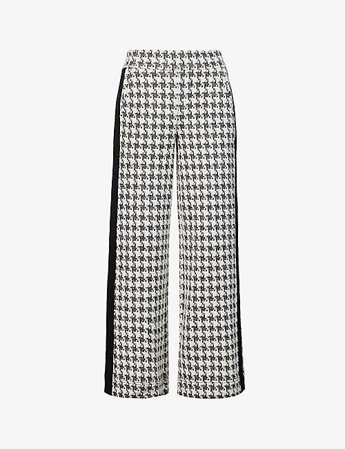 ME AND EM: Jacquard houndstooth stretch-cotton blend trousers
