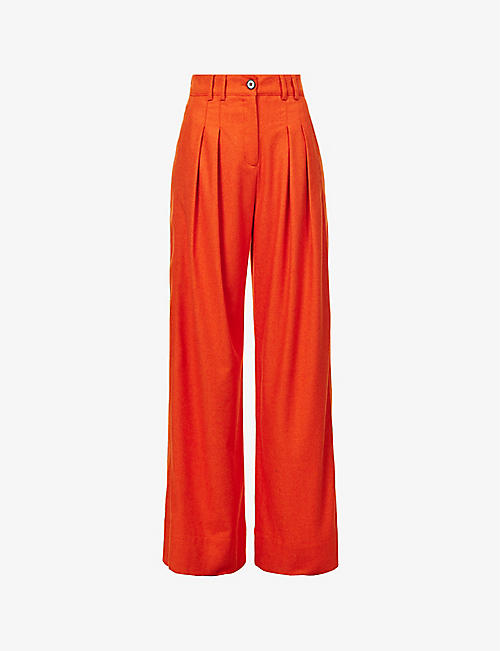 ME AND EM: Wide-leg high-rise recycled wool-blend trousers