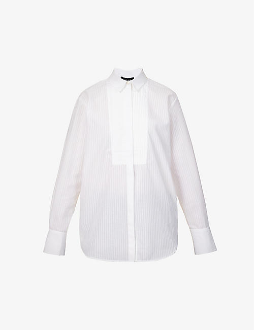 ME AND EM: Striped pleated-panel organic-cotton shirt