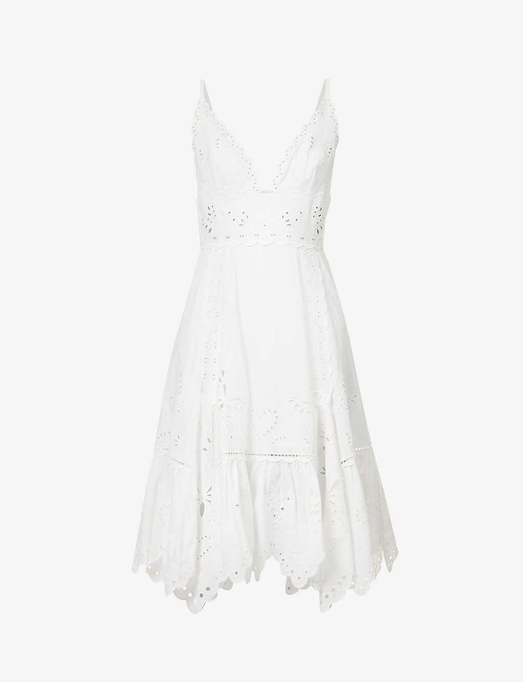 Weekend Max Mara Womens White Alcuno Floral-embroidered Regular-fit Cotton Mini Dress