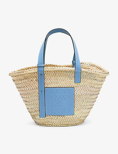 LOEWE: Woven raffia basket bag