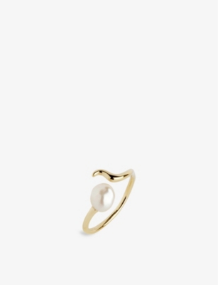 Maria Black Womens Moonshine 22ct Yellow-gold Plated Sterling-silver And Pearl Ring