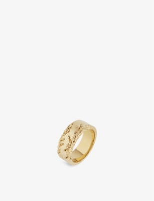 MARIA BLACK: Bridge engraved 22ct yellow-gold plated sterling-silver ring