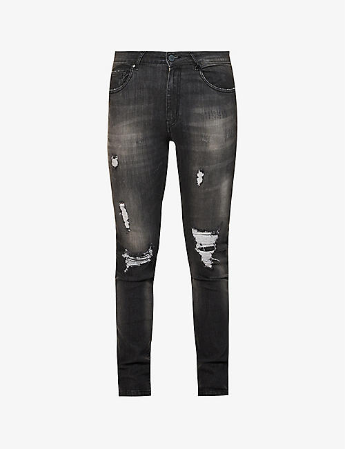 NO.91: Porto ripped slim-fit stretch-denim jeans
