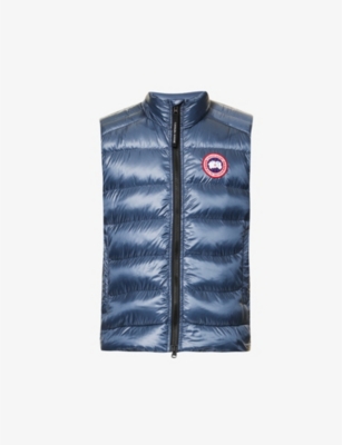 Canada Goose Mens Ozone Blue Crofton Quilted Funnel-neck Recycled-nylon Gilet